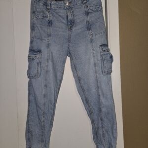 Aeropostale Women's Light Blue Baggy Jogger/cargo Style Jeans